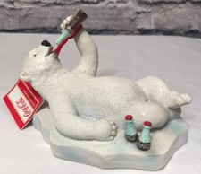 COCA COLA Polar Bear on Ice Resin Christmas Ornament Figurine NEW NWT