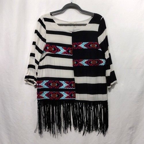 Anthropology Floreat Fringed Latitudes Top Women's M Multicolor Festival Retro