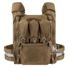 KRYDEX FCPC V5 Plate Carrier Tactical Vest Zip-On Back Panel Banger Coyote Brown