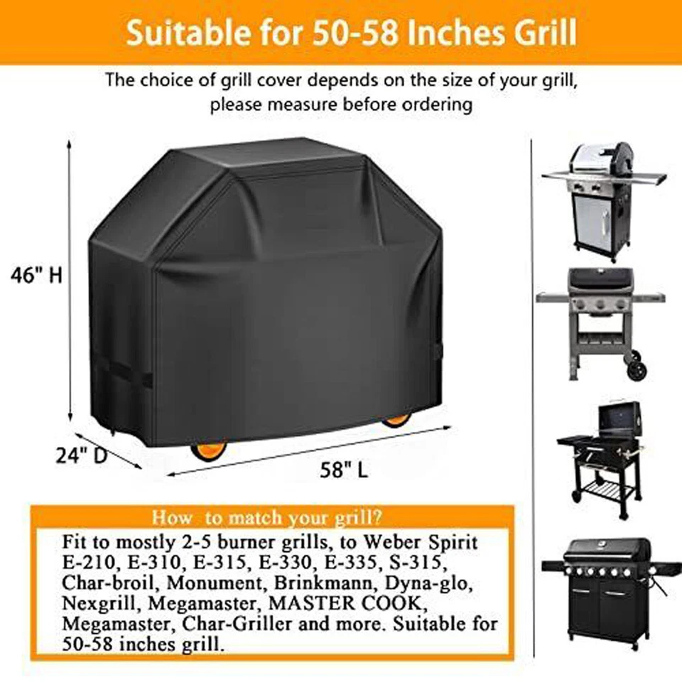 BBQ Gas Grill Cover Heavy Duty Waterproof for Weber Char-Broil Nexgrill Garden - Image 2 of 4