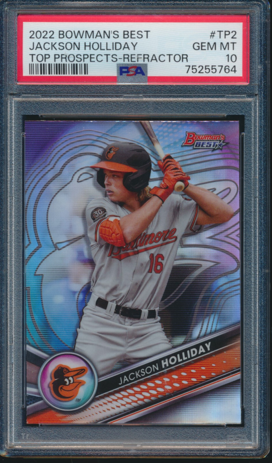 PSA 10 JACKSON HOLLIDAY 2022 Bowman's Best REFRACTOR ORIOLES Rookie RC GEM MINT