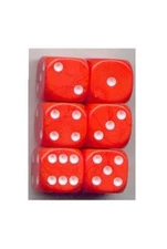 NEW Dice Set of 6 D6 (16mm) - Opaque Orange