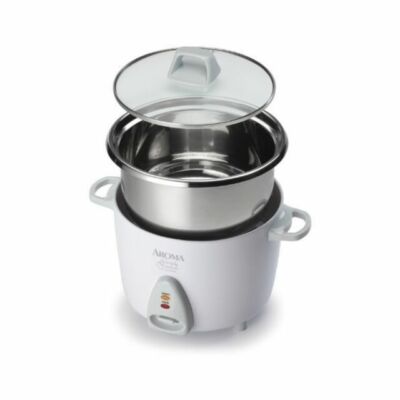 Aroma Simply Stainless 6-Cup (Cooked) (3-Cup Uncooked) Rice Cooker, Stainless Steel Inner Pot (Arc-753Sg) (885141990515)