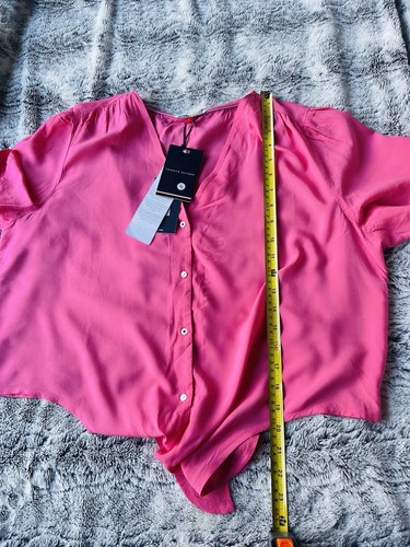 Tommy Hilfiger 100% Viscose Pink Top Blouse Buttoned, with logo - UK size 14 - Picture 10 of 10