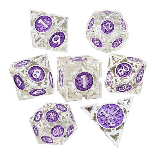 Copper Metal Hollow Polyhedral 7-Die Dice Set for Table Games RPG Dice Gaming  - Picture 1 of 5