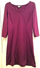 Ann Taylor Loft Knit Dress Plum Purple Womens Size 8 Side-Zipper Notch Neckline