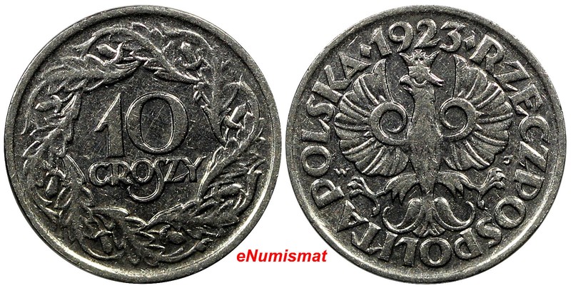 Poland 1923 10 Groszy ONE YEAR TYPE  Unc Condition  Y# 11 (9435)