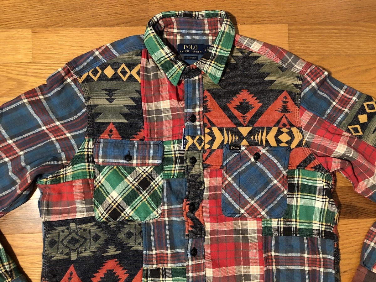 New L Polo Ralph Lauren Patchwork Native Indian Western