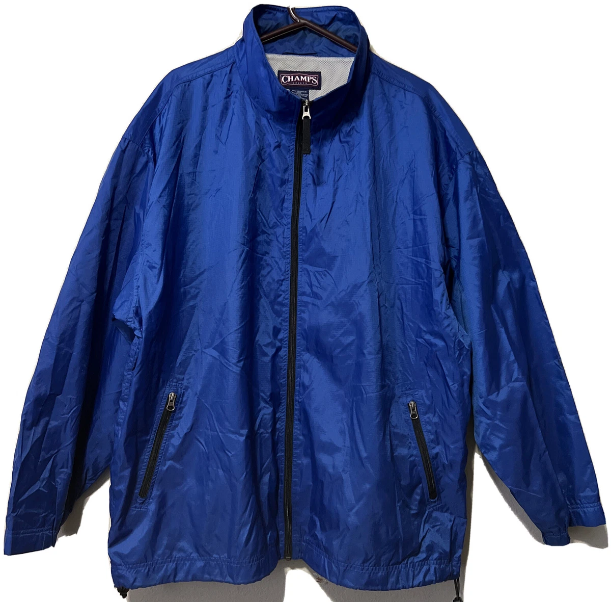 Vtg Champs Sports Men s Jacket Sz XXL Blue Windbreaker Casual Outdoor Zip J 211