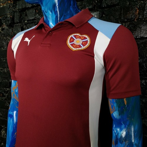 Heart Of Midlothian Hearts Training Jersey Polo Burgundy Puma Shirt Mens Size S - Picture 4 of 12
