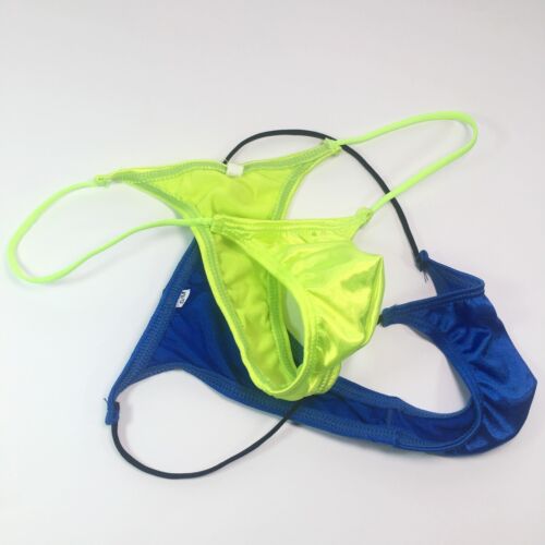 G205Y K205 Mens Micro Bikini String waist shiny satin knit nylon spandex colors - Picture 2 of 22