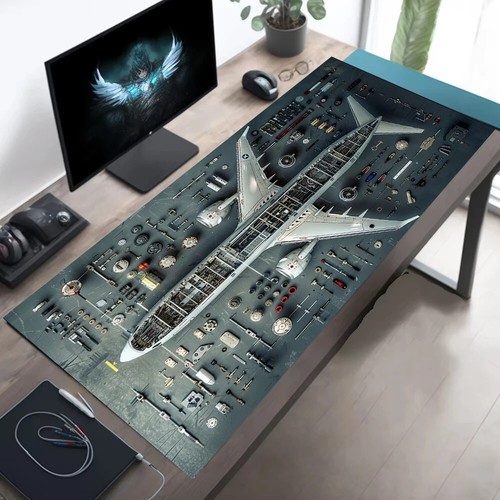 XXL Mauspad Flugzeug 90cmx40cm vintage Design großes Mousepad Rand rutschfest - Bild 1 von 5