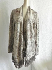 Lucky Brand Duster Open Fringe Hem Fuzzy/Soft Cotton Blend Long Sleeve Size M