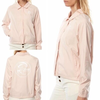 O NEILL NWT Graphic Cardinal Jacket Pink Logo Snap Drawstring Lightweight XS