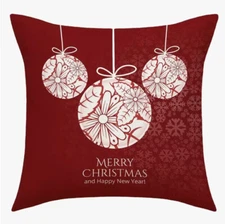 MERRY CHRISTMAS HAPPY NEW YEAR Ornaments Christmas Throw Pillow Cover Home Decor