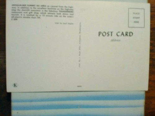 VINTAGE POST CARD SNOQUALMIE SUMMIT SKI AREA SNOQUALMIE WASHINGTON - Picture 11 of 12