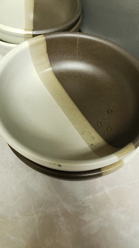 Set of 2, McCoy USA Sandstone Brown Tan Tri Color 1413 Soup Cereal Bowl 6 1/5"