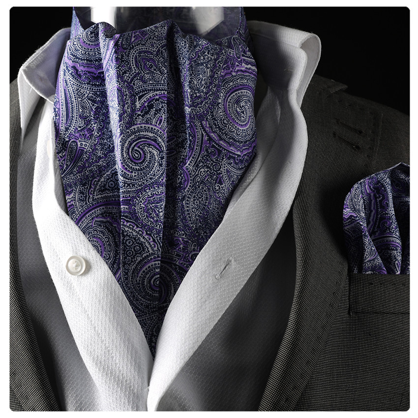 Cravatta Ascot In Seta Jacquard Cravatta Uomo In Pura Seta Paisley Con cravatta-ascot-in-seta-jacquard-cravatta-uomo-in-pura-seta-paisley-con