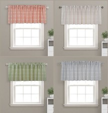 Aiking 2 Panels of 56" x 16" Plaid Embroidered Rod Pocket Window Valances