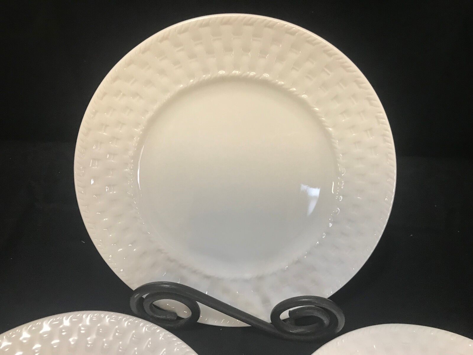 Oneida "BASKETWEAVE" White Dinnerware Set of 3 Salad Plates 7 5/8