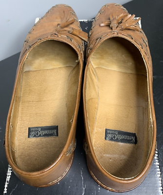 Kenneth Cole Mens Shoes Size 10 Tan Loafers Tassels Leather  display picture 2