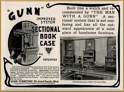 1904 b Gunn Sectional Bookcase ''Built like a Watch'' Artistic Effect Print Ad