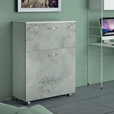 Letto singolo Laila a scomparsa cemento L 85 x H 100 P35cm / P220cm aperto