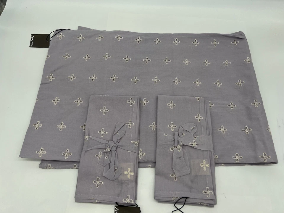 Anthropologie Terrain Lavender Eyelet Tablecloth With Matching Napkins Purple  - Image 3 of 4