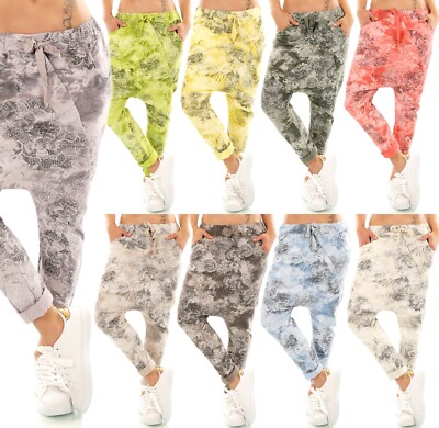 Damen Freizeit Hose Haremshose JogPants Baggy Boyfriend Harem Batik Ornamente