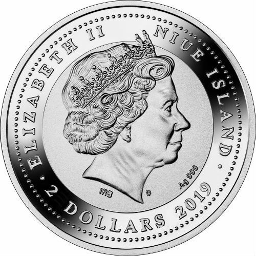 Majestic Blue Peafowl - 2019 Niue 1.05 oz Two Dollar Silver Coin With Swarovski - Picture 2 of 3