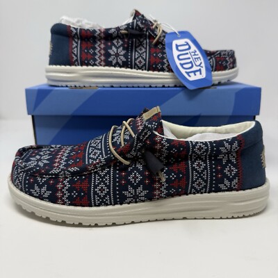 Hey Dude Wally Mens 9 Navy Winter Ugly Sweater Christmas Slip On Shoes Loafers Hey Dude - Brandclub - Hey Dude Men main image 4