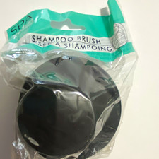 Spa Shampoo Scalp Massage Brush Handheld Round Plastic 3 in Black