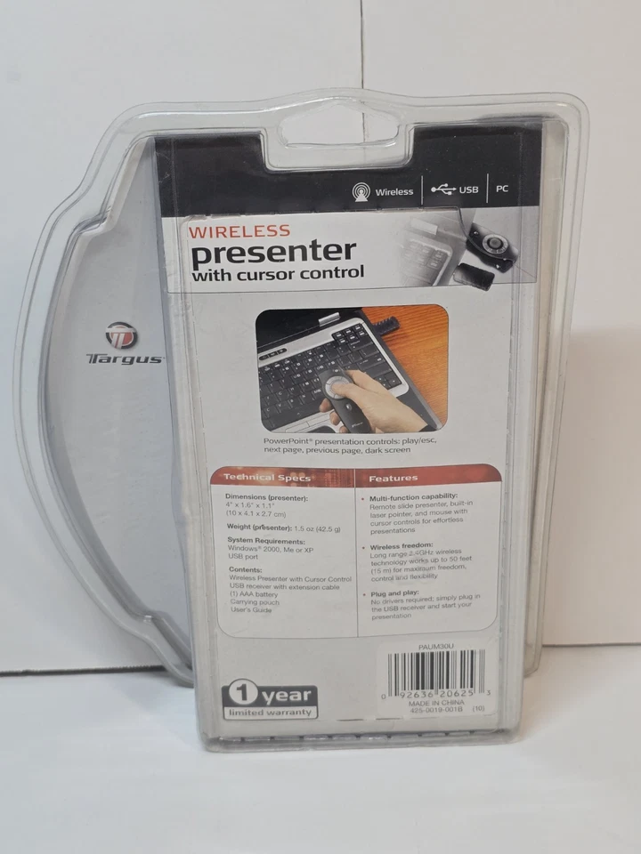 Targus Wireless Presenter With Laser Pointer & Cursor Control - Brand New - Image 2 of 4