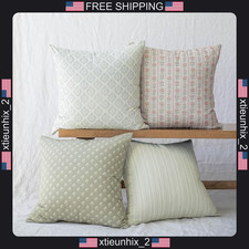 Decorative Cotton Pillow Covers Set 4-Pack 18x18 for Living Room Bedroom