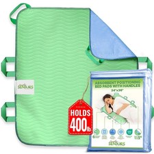 Absorbent Positioning Bed Pads for Elderly with 6 Handles 34"x36"- Washable W...