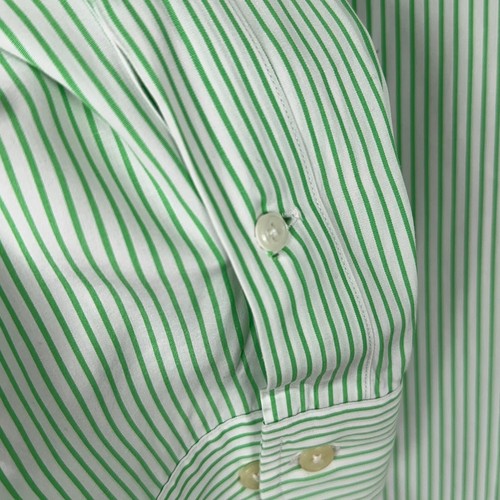 Camisa de vestir vintage Polo Ralph Lauren popelina para hombre 16 L rayas verdes con botones - Imagen 8 de 9