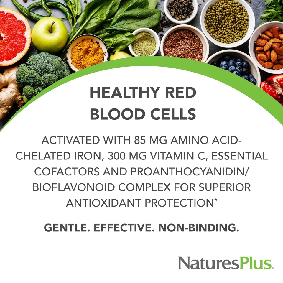 Suplemento de hierro NaturesPlus Hema Plex 30 tabletas de salud sanguínea de alta potencia Foto 2 de 4