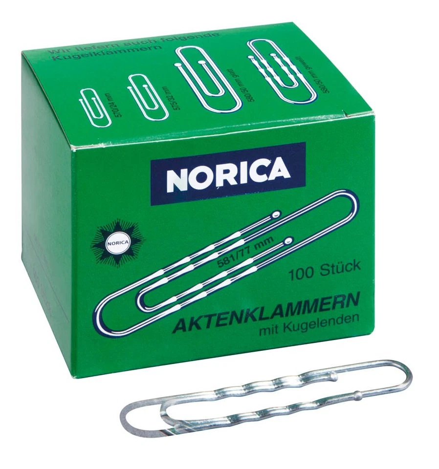ALCO Aktenklammern NORICA 77 mm silbern und galvanisiert, 5x 100 St.