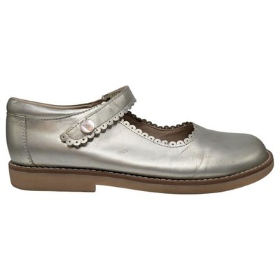 Elephantito Leather Mary Jane Shoes Girls Light Gold Metallic Scalloped Size 3