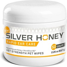 Silver Honey Rapid Ear Care Vet Strength Pet Wipes 50ct Manuka  Microsilver