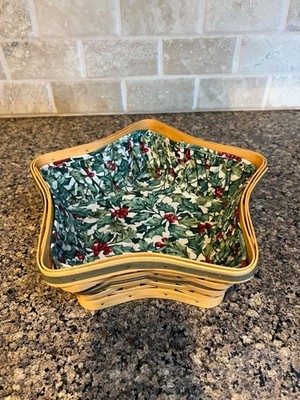 Longaberger Green Shining Star Basket 2001, Liner, 2 Protectors