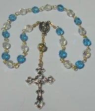 St Therese of Lisieux 24-Bead Chaplet with Relic Centerpiece Handmade in the USA