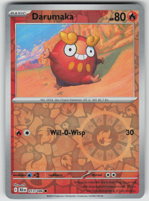 Darumaka Reverse Holo Common SV: Black Bolt 013/086 NM