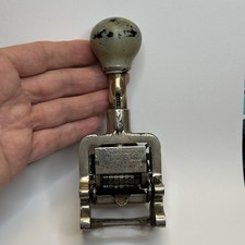 Antique Bates Numbering Machine Stamp Paper Document Office 1890s