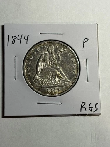 1844 Seated Liberty Half Dollar AU+ Detail Tough Date