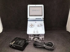 B1145 Nintendo Gameboy Advance SP console Pearl Blue Japan GBA w/adapter