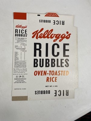 RARE Vintage 1954 Kellogg's Rice Bubbles FLAT UNUSED 6 Oz. Cereal Box  
