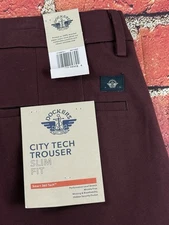 Men's Dockers City Tech Slim Fit Straight Pants Maroon 34X30 NWT