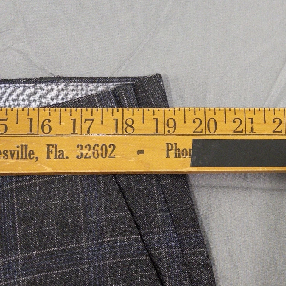 Hart Schaffner & Marx Hombres Gris Cuadros Vestido Pantalones Lana Seda Lino 38x32 Foto 4 de 4