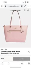 COACH Pink Leather Gallery Tote w/ Rose Bouquet Print - 91147 - Authenticated
